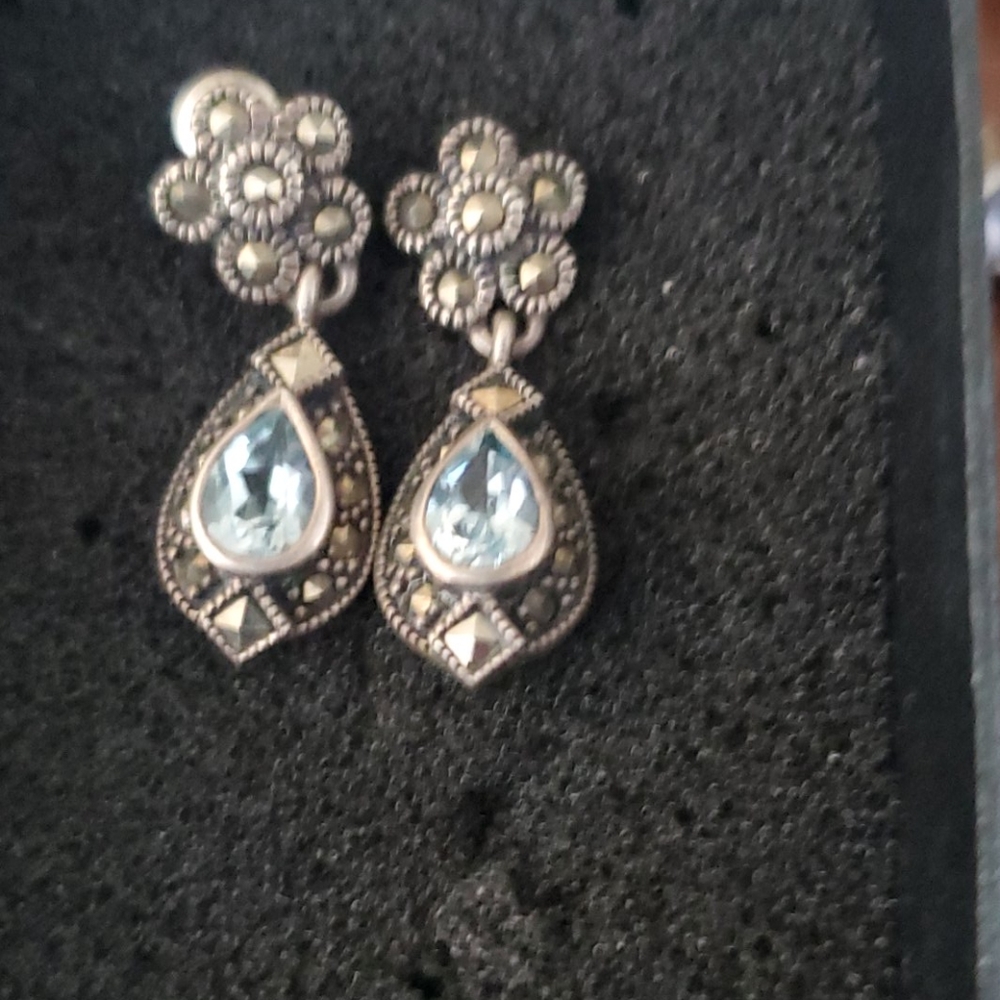 STERLING SILVER BLUE TOPAZ EARRINGS